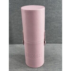LUXIE- Pink Faux Leather Makeup Snap Storage Travel Brush Holder Case AS